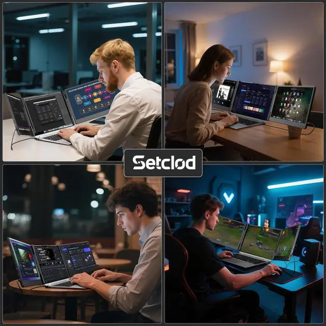 Alt view image 5 of 5 - Setclod 2025 Upgraded Laptop Screen Extender Portable, 14" 1080P FHD IPS Screen, Monitor Extender for Laptop, Fit for 13-17", Plug & Play Compatiable with Windows/Mac/Chrome/Android/Switch