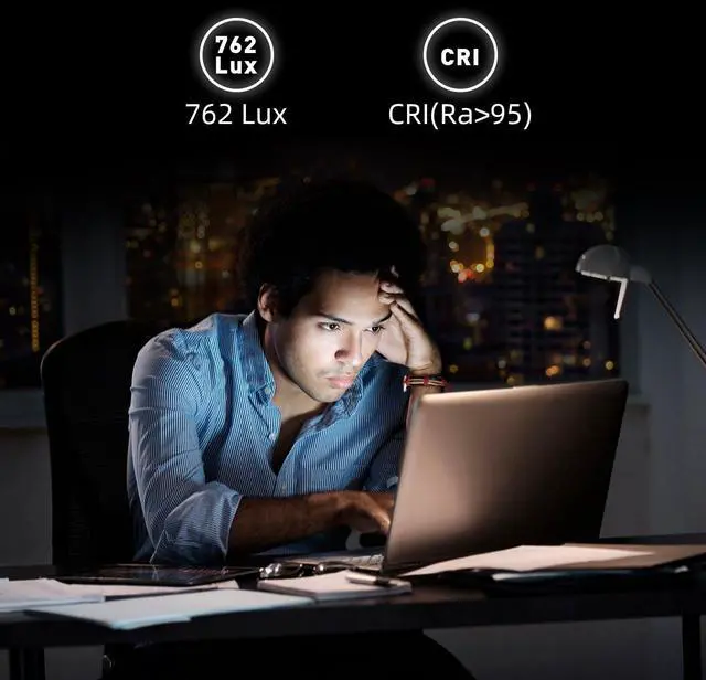 Alt view image 4 of 5 - Thunderobot L1 Computer Monitor Lamp, Ra95 Light for Eye Caring, Asymmetric Light Source, Ten-Level Dimming No Video Flicker Blue Light Safe E-Sports Desktop Reading Lamp