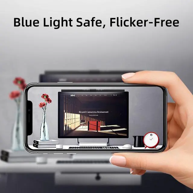 Alt view image 5 of 5 - Thunderobot L1 Computer Monitor Lamp, Ra95 Light for Eye Caring, Asymmetric Light Source, Ten-Level Dimming No Video Flicker Blue Light Safe E-Sports Desktop Reading Lamp