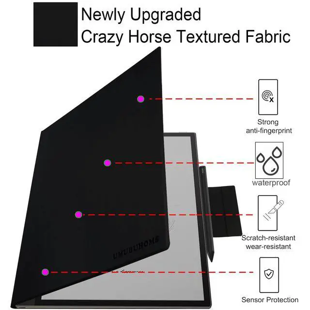 Alt view image 4 of 5 - UMUBUHOMS Magnetic Stand Case for 13.3'' Boox Tab X C (2025) / Boox Note Max (2024) Lightweight Book Folio Cover with Anti-Lost Magnetic Pen Buckle & Auto Wake/Sleep (Black)