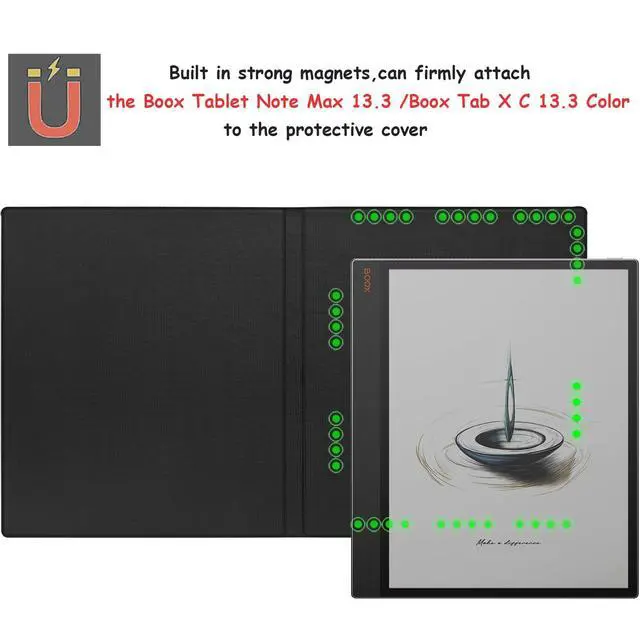 Alt view image 3 of 5 - UMUBUHOMS Magnetic Stand Case for 13.3'' Boox Tab X C (2025) / Boox Note Max (2024) Lightweight Book Folio Cover with Anti-Lost Magnetic Pen Buckle & Auto Wake/Sleep (Black)
