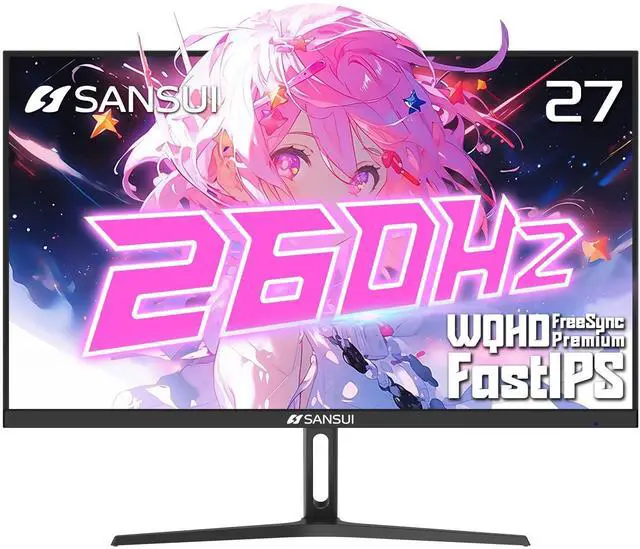 Main image of SANSUI 27 Inch WQHD 1440p Gaming Monitor 240hz up to 260hz-Fast IPS 1ms FreeSync Premium DCI-P3 98% sRGB130% HDR10 2×DisplayPort 1.42×HDMI2.0 PC Gaming Monitor with Crosshair