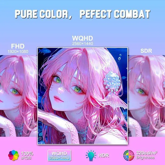 Alt view image 4 of 5 - SANSUI 27 Inch WQHD 1440p Gaming Monitor 240hz up to 260hz-Fast IPS 1ms FreeSync Premium DCI-P3 98% sRGB130% HDR10 2×DisplayPort 1.42×HDMI2.0 PC Gaming Monitor with Crosshair