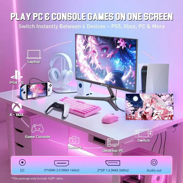 Alt view image 5 of 5 - SANSUI 27 Inch WQHD 1440p Gaming Monitor 240hz up to 260hz-Fast IPS 1ms FreeSync Premium DCI-P3 98% sRGB130% HDR10 2×DisplayPort 1.42×HDMI2.0 PC Gaming Monitor with Crosshair