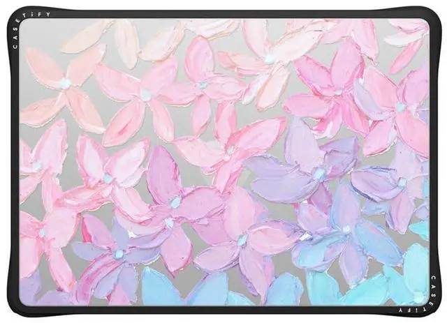 Main image of CASETiFY Impact MacBook Air 13.6" (M2-M4) Case [Cushioned Impact Corners/Scratch-Resistant/Anti-Slip Grip] - Clear Hydrangea Blooms - Clear Black