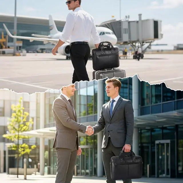 Alt view image 2 of 5 - Masa Kawa Mens Leather Slim Briefcase for 16" Laptop Black Waterproof Crossbody Shoulder Messenger Computer Bag for Business Travel Office Work