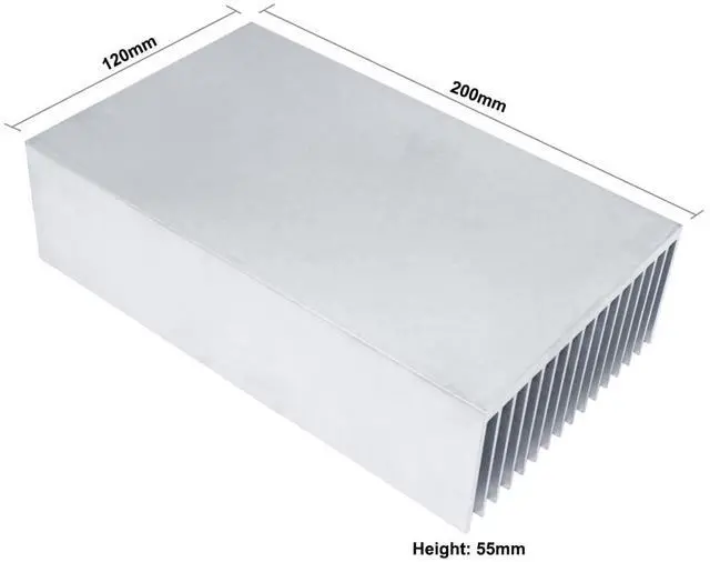 Alt view image 2 of 5 - Large Aluminum Heatsink 200 x 120 x 55mm / 7.87 x 4.72 x 2.17inch Heat Sinks Cooler Cooling Radiator for LED LCD CHIP Electronic Amplifier Transistor Heat Dissipation