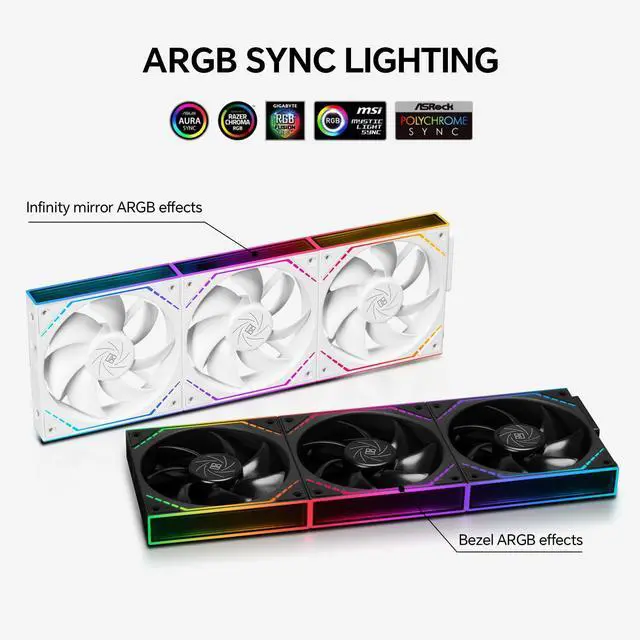 Alt view image 3 of 5 - TL-M12Q X3 120mm PC Case Cooling Fans,Daisy-Chain Connection | 2000RPM | 68.9CFM High Airflow | ARGB Infinite Mirrors on Both Sides PC Fans(Black-3Pack)