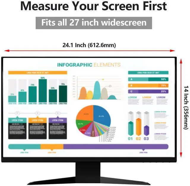 Alt view image 2 of 5 - 2 Pack 27 Inch Privacy Screen Protector for 16:9/16:10 Widescreen Monitors-Blue Light Blocking,Hanging Design, Anti-Scratch for Desktop Computers