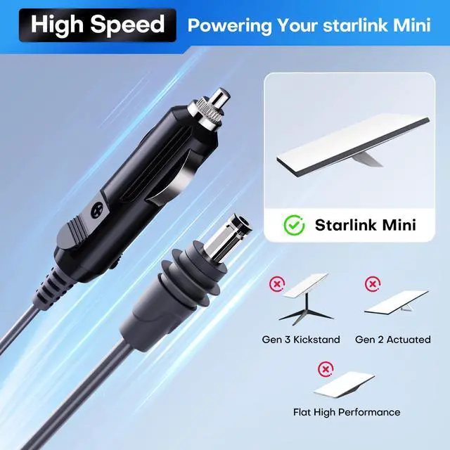 Alt view image 4 of 5 - Edihia Starlink Mini Car Adapter 3-in-1 Cable  USB-C, DC & Cigarette Lighter, Waterproof Replacement for Starlink Mini (10FT)