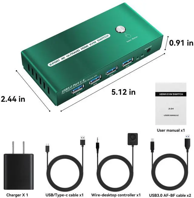 Alt view image 5 of 5 - KVM Switches HDMI EDID Emulator 4K 60Hz 2 Port KVM Switch 1 Monitors 2 Computers Hdmi EDID 2K 144Hz 2 PC 1 Monitor Switch 2K 144Hz USB 3.0