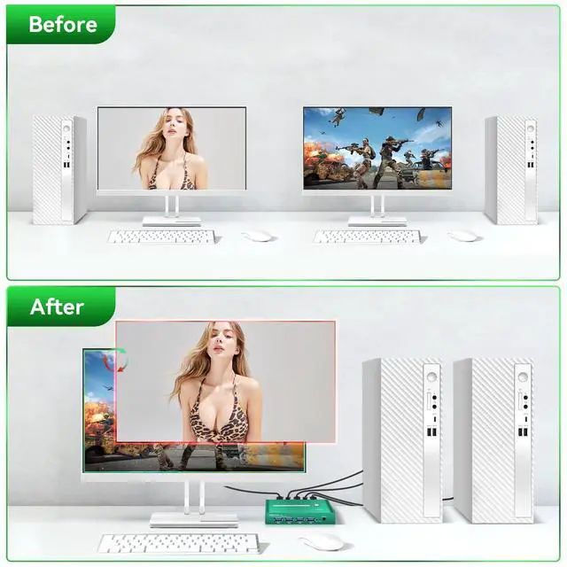 Alt view image 4 of 5 - KVM Switches HDMI EDID Emulator 4K 60Hz 2 Port KVM Switch 1 Monitors 2 Computers Hdmi EDID 2K 144Hz 2 PC 1 Monitor Switch 2K 144Hz USB 3.0