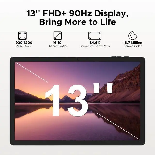Alt view image 2 of 5 - DOOGEE Tab E3 Pro 13 inch Android Tablet,11000mAh Large Battery,Helio G100 Octa Core Android 15 Tablet,32GB+256GB with Gemini AI,90Hz Display Gaming Tablets,13MP+8MP,7.9mm Ultra-Thin Body,Face Unlock