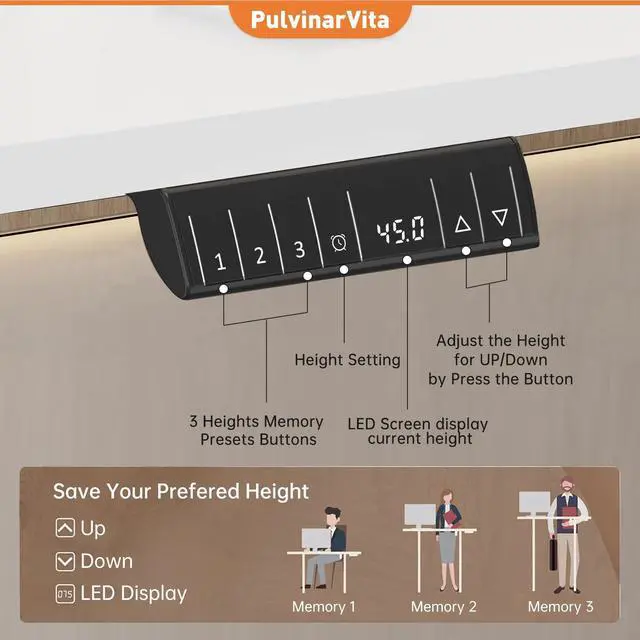 Alt view image 4 of 5 - Dual Motor Standing Desk Frame 256 lbs Weight Capacity, Stand up Desk Frame Workstation, Electric Adjustable Legs, 3 Memory Height Settings, with Cable Management Tray, 2pcs Headphone Hook