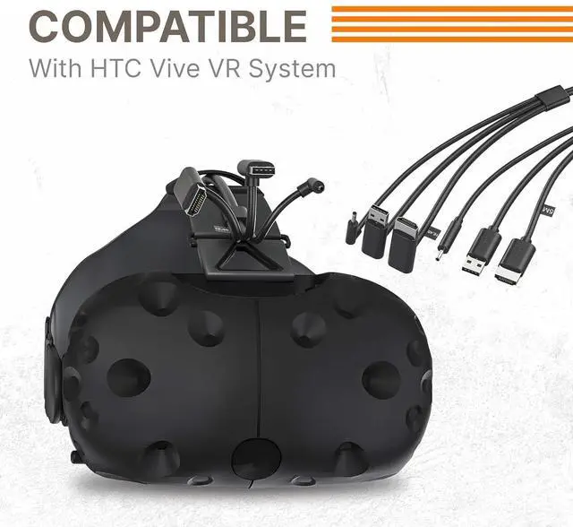 Alt view image 4 of 5 - Skywin- 3-in-1 Round VR Backpack Cable (1 Meter/3.2 Feet), Compatible with HP Z VR Backpack & HTC Vive, for Linkbox and Headset Connection (Black)