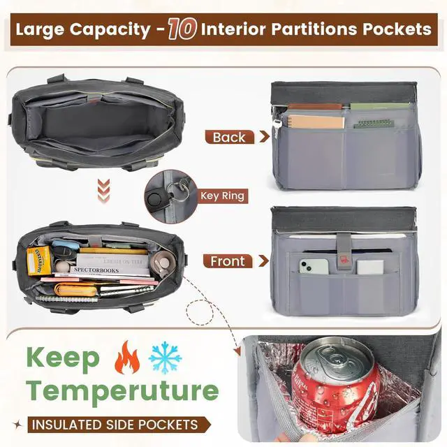 Alt view image 2 of 5 - RAINSMORE Teacher Tote Bag 15.6 inch Laptop Bag for Women Work Bags Nurse Bag Lightweight Laptop Tote Computer Messenger Shoulder Bags with Insulated Pocket, Professional Laptop Briefcase