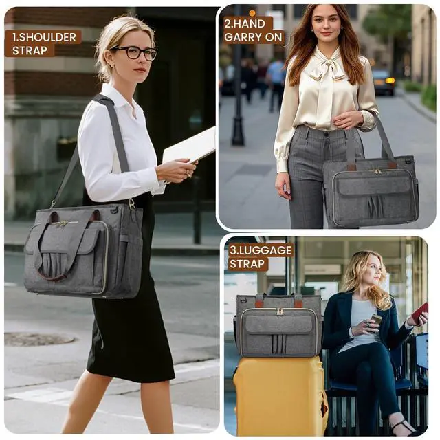 Alt view image 5 of 5 - RAINSMORE Teacher Tote Bag 15.6 inch Laptop Bag for Women Work Bags Nurse Bag Lightweight Laptop Tote Computer Messenger Shoulder Bags with Insulated Pocket, Professional Laptop Briefcase