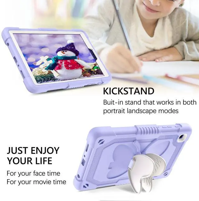 Alt view image 4 of 5 - GUAGUA Compatible with Samsung Galaxy Tab A7 Lite Case 8.7" 2021 SM-T225 T220 Kickstand Cover 2 in 1 Rugged Shockproof Protective Anti-Scratch Tablet Case for Galaxy Tab A7 Lite, Purple/Beige