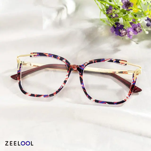 Alt view image 2 of 5 - Zeelool Square Glasses Frames for Women Oversized Graffiti Non Prescription Eyeglasses Chic Designer Full Eyewear Sidibe JGT261246-06