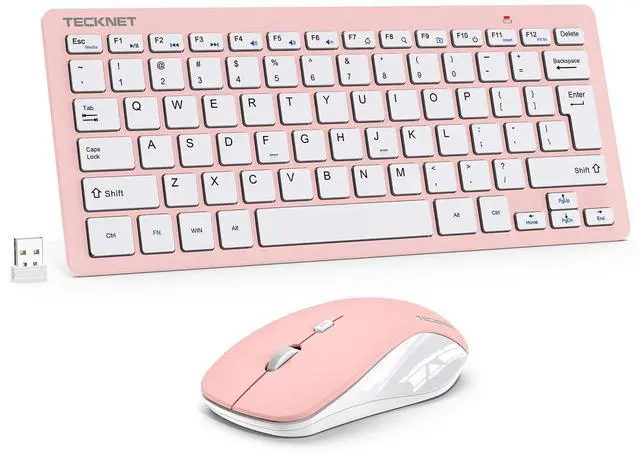 Main image of TECKNET Wireless Keyboard and Mouse Combo, Mini Cordless Computer Keyboard and Mouse Set 2.4GHz, Silent Adjustable 1600 DPI, Quiet Click, Lag-Free for Computer, Laptop, PC, Windows, Mac, Chrome OS