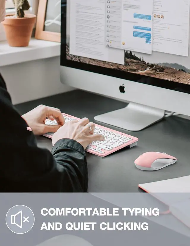 Alt view image 3 of 5 - TECKNET Wireless Keyboard and Mouse Combo, Mini Cordless Computer Keyboard and Mouse Set 2.4GHz, Silent Adjustable 1600 DPI, Quiet Click, Lag-Free for Computer, Laptop, PC, Windows, Mac, Chrome OS