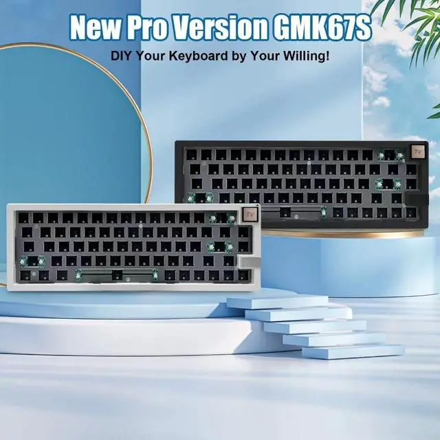 Alt view image 2 of 5 - GMK67S Mechanical Keyboard Kit,VIA Programmable BT5.0/2.4G/Type-C Wireless Keyboard with TFT Screen,Gasket Structure RGB HotSwap DIY Kit NKRO Gaming Custom Barebones Key Board for Win/Mac (White)