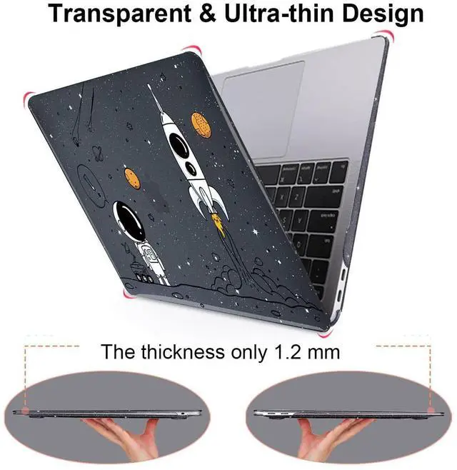 Alt view image 4 of 5 - LCMOCICO for MacBook Air 13 inch Case 2020 2019 2018 Release M1 A2337 A2179 A1932, Glitter Crystal Pritned Pattern Hard Case Cover for Mac Air 13.3" Retina Display Touch ID, Astronauts & Spacecraft