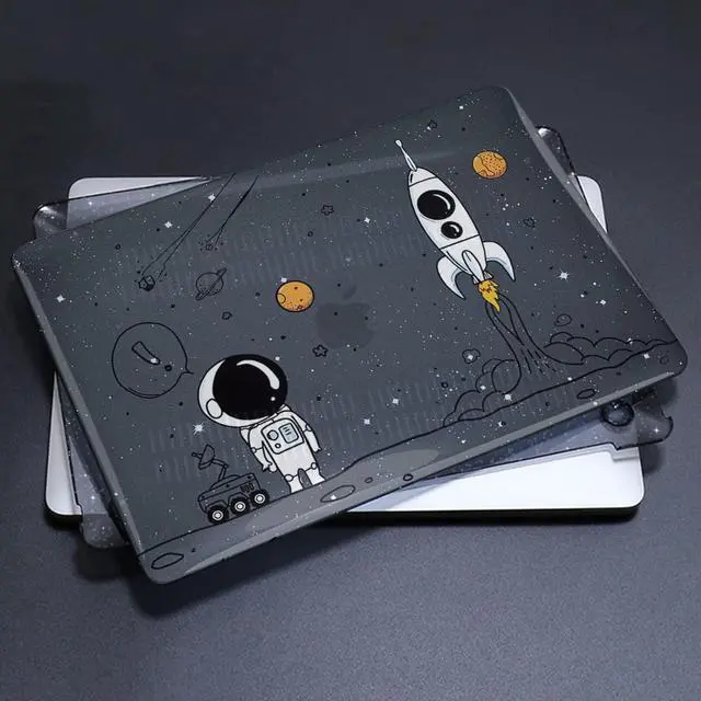 Alt view image 5 of 5 - LCMOCICO for MacBook Air 13 inch Case 2020 2019 2018 Release M1 A2337 A2179 A1932, Glitter Crystal Pritned Pattern Hard Case Cover for Mac Air 13.3" Retina Display Touch ID, Astronauts & Spacecraft