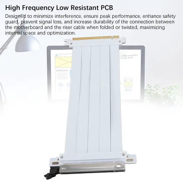 Alt view image 5 of 5 - EBTOOLS PCIE 4.0 X16 Riser Cable, White 128Gbps GPU Extension Adapter, Compatible with RTX4090 (ti) and RX8900 (xt), for PC Cases, Servers, Gaming, with Unique Cable Protector (30cm)