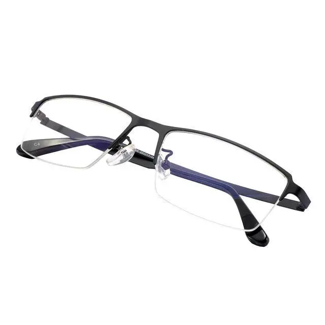 Alt view image 3 of 5 - SANHOOPOLO Computer Blue Light Blocking Glasses For Men Computer Gaming Glasses Metal Half Frame Clear Lens Eye Protection (Black Frames)