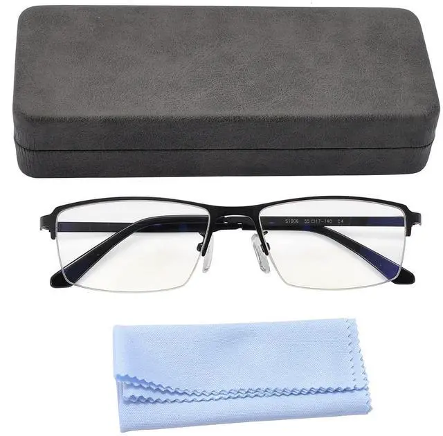Alt view image 5 of 5 - SANHOOPOLO Computer Blue Light Blocking Glasses For Men Computer Gaming Glasses Metal Half Frame Clear Lens Eye Protection (Black Frames)