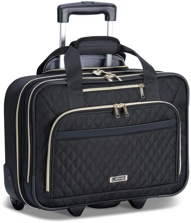 Main image of Lekespring Rolling Laptop Bag, Laptop Briefcase on Wheels for Women Fits Up to 15.6Inch Computer Bags Water Resistant for Work Travel and Business, Black