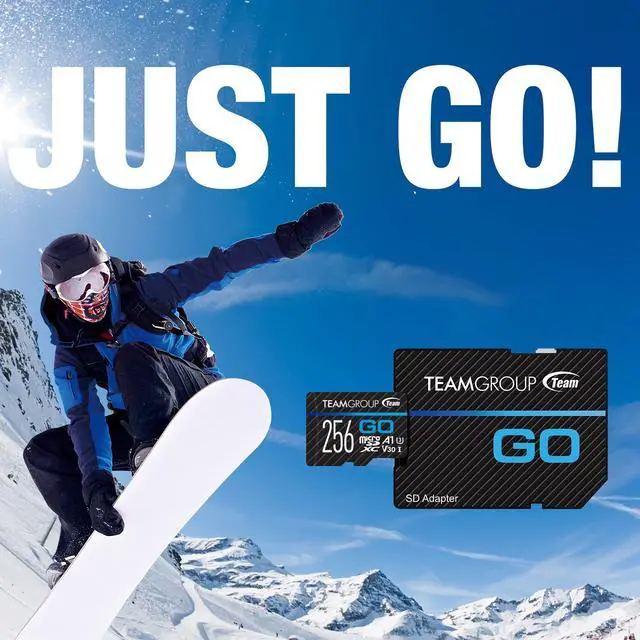 Alt view image 2 of 5 - TEAMGROUP GO Card 256GB Micro SDXC UHS-I U3 V30 4K for GoPro & Action Cameras High Speed Flash Memory Card with Adapter for Outdoor, Sports, 4K Shooting TGUSDX256GU303