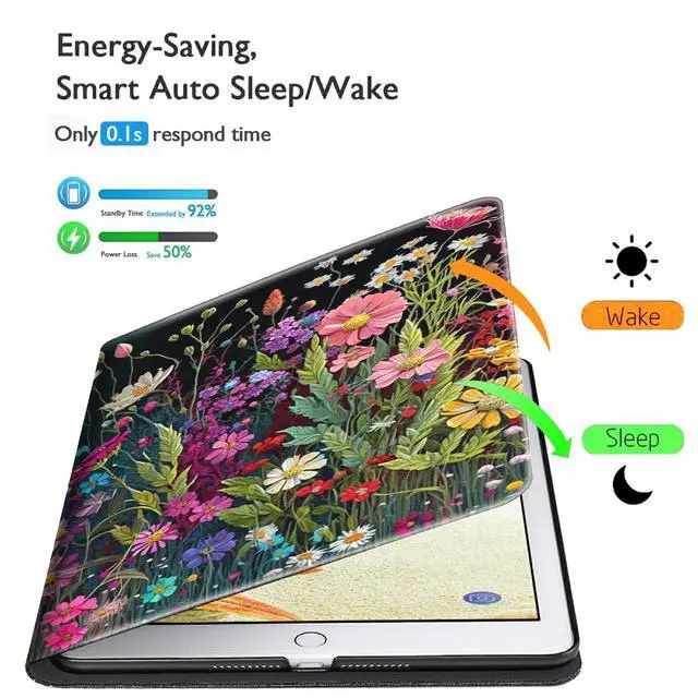 Alt view image 3 of 5 - Case for All-New Kindle Fire HD 10 & 10 Plus Tablet 11th/13th Generation 2021/2023 Lightweight Smart Case Adjustable Stand Protective Cover with Auto Wake/Sleep - Floral Flower