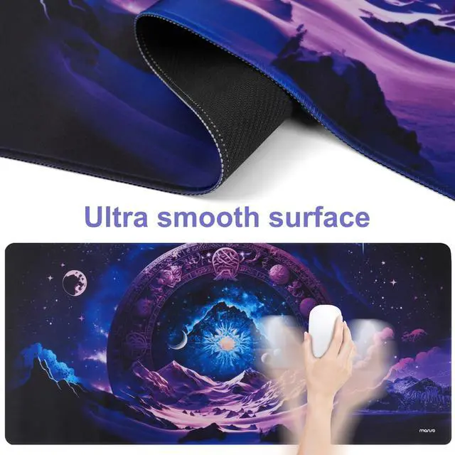 Alt view image 3 of 5 - MOSISO Keyboard Mouse Pad Set, Large Gaming Mousepad&Keyboard Wrist Rest&Mouse Wrist Rest&Coaster, Ergonomic Non-Slip Easy Typing Cushion Pad with Memory Foam for Home Office, Purple Magic Starfield