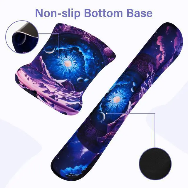 Alt view image 5 of 5 - MOSISO Keyboard Mouse Pad Set, Large Gaming Mousepad&Keyboard Wrist Rest&Mouse Wrist Rest&Coaster, Ergonomic Non-Slip Easy Typing Cushion Pad with Memory Foam for Home Office, Purple Magic Starfield