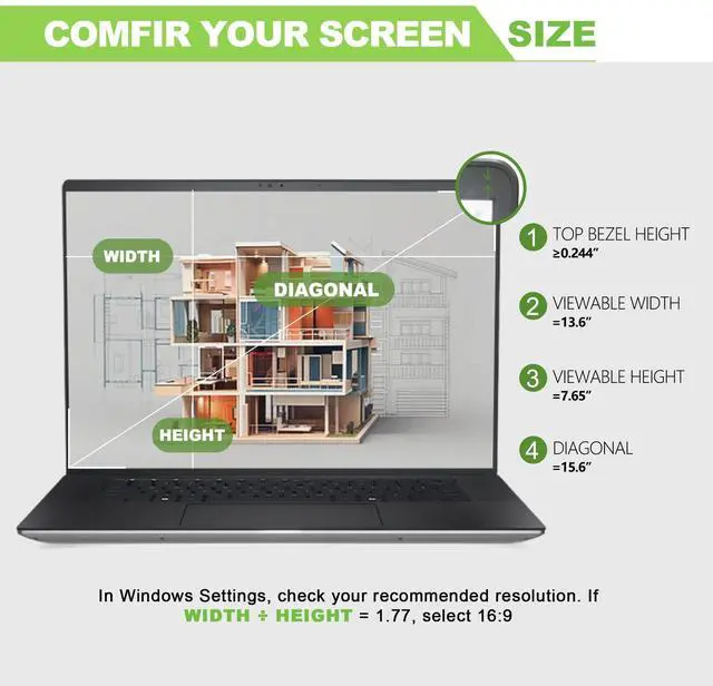 Alt view image 2 of 5 - Magnetic Laptop Privacy Screen 15.6 inch for 16:9 Computer Monitor, Removable Anti-Glare Screen Privacy Shield, Screen Filter and Protector for Laptop (13 5/8" × 7 5/8"), Fits (FHD 1920 × 1080)
