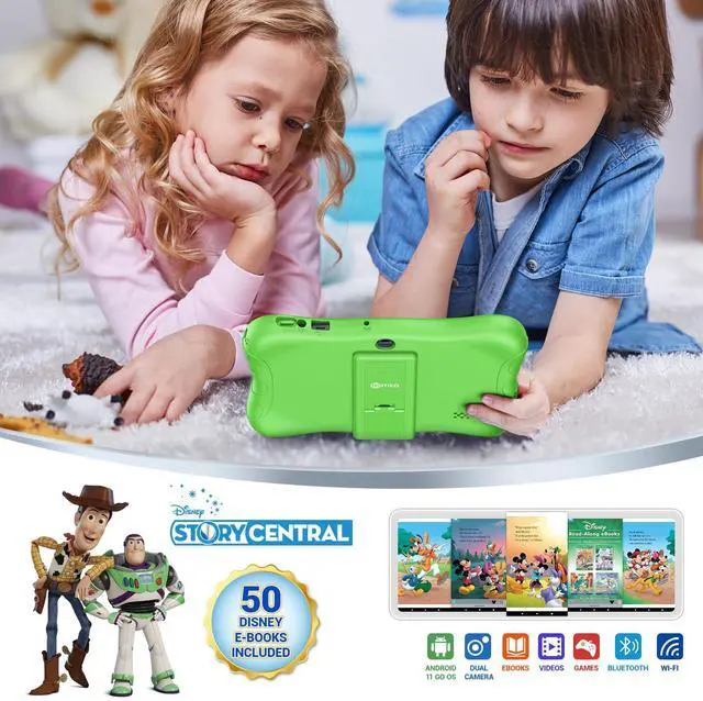 Alt view image 4 of 5 - Contixo 7 inch Kids Tablet Bundle - Android Tablets and Kids Wired Headphones, with 50+ Disney Storybooks (Value $200), WiFi, 32GB ROM, Learning Tablet for Kids - Green