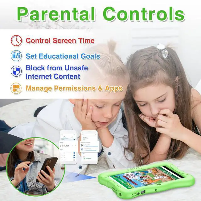 Alt view image 5 of 5 - Contixo 7 inch Kids Tablet Bundle - Android Tablets and Kids Wired Headphones, with 50+ Disney Storybooks (Value $200), WiFi, 32GB ROM, Learning Tablet for Kids - Green