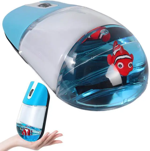 Main image of Wireless Mouse -Cute Clear Aqua Design, Water Mouse with Optical Precision, Silent Clicks, Lightweight & Floating Animal Transparent Retro Style for Home Office, Great for Kids & Adult(Fish-Blue)