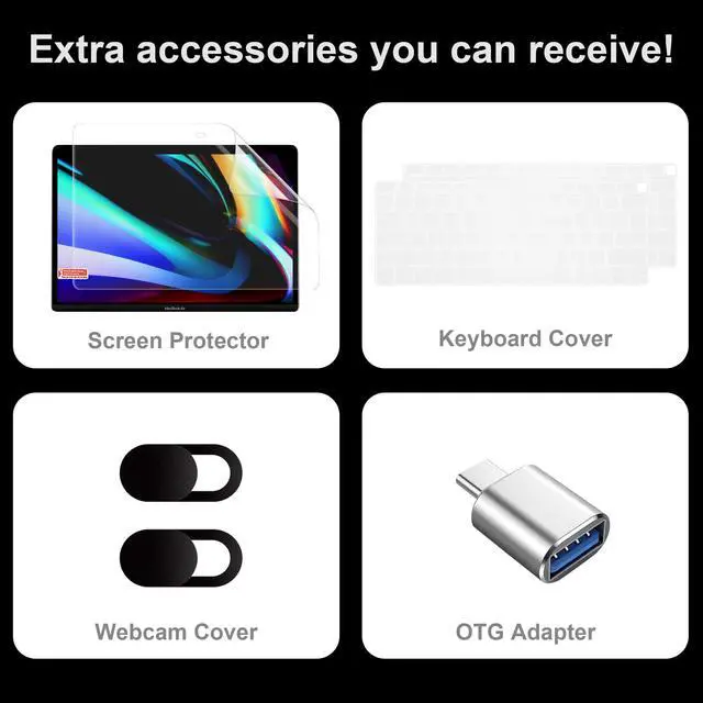 Alt view image 3 of 5 - Yebiseven Case for MacBook Air 13 inch 2021 2020 2019 2018 Model A2337 M1/A2179/A1932, Laptop Hard Shell Case with Keyboard Cover & Screen Film & OTG Adapters & 2 Webcam Covers, Sakura