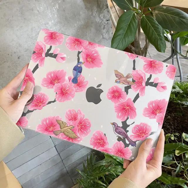 Alt view image 2 of 5 - Yebiseven Case for MacBook Air 13 inch 2021 2020 2019 2018 Model A2337 M1/A2179/A1932, Laptop Hard Shell Case with Keyboard Cover & Screen Film & OTG Adapters & 2 Webcam Covers, Sakura