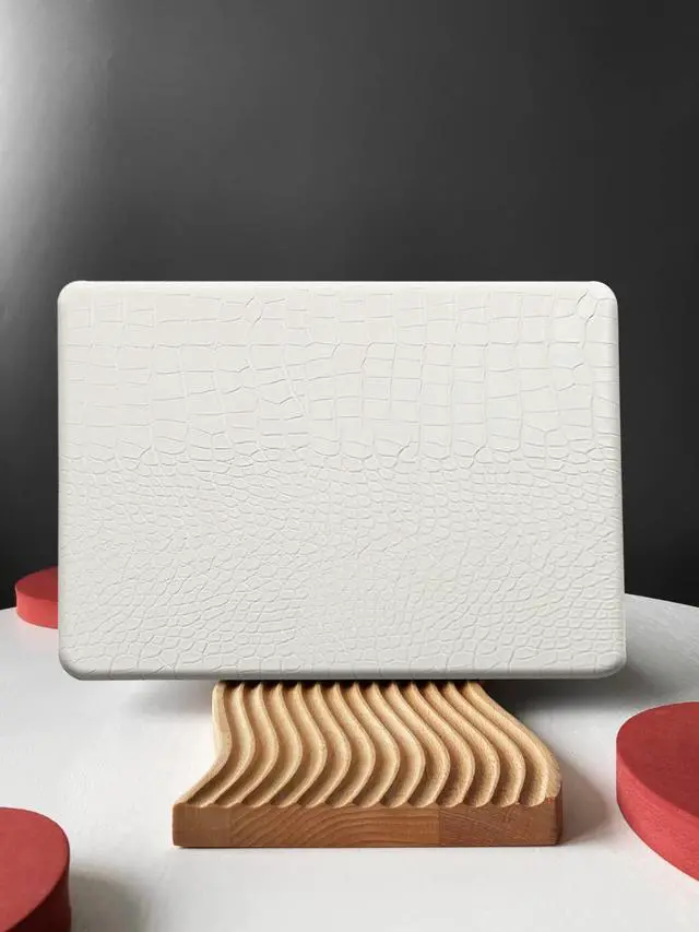 Alt view image 5 of 5 - KEROM Compatible with Crocodile MacBook Pro 15 inch Case 2019 2018 2017 2016 Release A1990 A1707 with Touch Bar, Crocodile Skin Alligator Skin PU Leather Hard Shell Case & Keyboard Cover, White