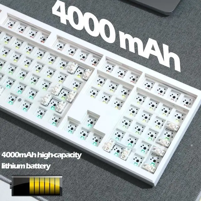Alt view image 3 of 5 - GMK108 Barebones Mechanical Keyboard Kit,VIA Programmable Gasket Mounted BT5.0/2.4GHz/Type-C Tri-Mode Wired Hot-Swap RGB Backlit Full Size Custom PCB DIY Mechanical Keyboard Kit(White)