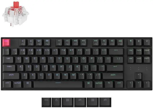 Main image of Keychron K8 V2 Wireless RGB Mechanical Keyboard, QMK/VIA Programmable, Hot-Swappable Super Red Switches, 87-Key TKL PBT Keycaps, Dual-Mode Bluetooth 5.2 & USB-C Wired, for Mac, Windows, Linux
