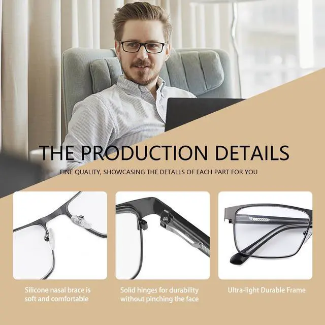 Alt view image 3 of 5 - MIRYEA Photochromic Blue Light Blocking Glasses UV400 Sunglasses Anti Eyestrain Computer Gaming Blue Light Screen Blocker Eyeglasses Clear to Gray Lens Anti Glare Eye Protection Eyewear for Men Women