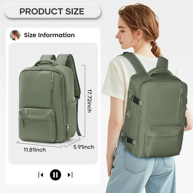 Alt view image 2 of 5 - Vacuum Compression Backpack, Travel Vacuum Backpack with Electric Vacpack Pump, Flight Approved Carry On Personal Item Suitcase Luggage for Men Women, Green