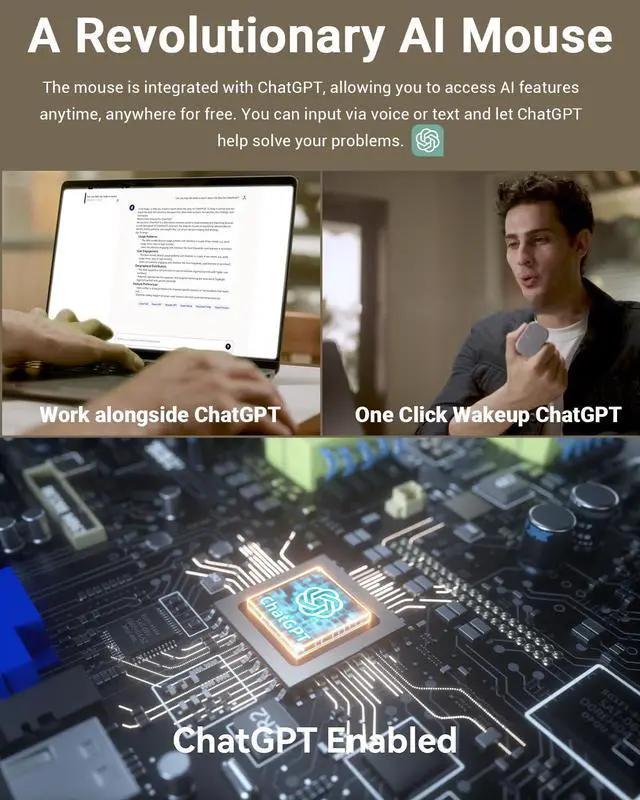 Alt view image 3 of 5 - Cheerdots2 ChatGPT AI Mouse, Presentation Mode, Magnetic Detachable Design, Smart Software Control, Portable for Meetings & Work, Intelligent Audio Recording & SavingAI Chatgpt