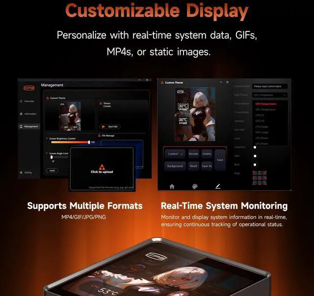 Alt view image 4 of 5 - PCCOOLER CPU Cooler AIO Liuquid Freezer, 3.4-inch IPS Display, 360mm ARGB Water Cooling, High-Performance F7 X120 Modular Fan, Compatible with AM4/AM5, LGA115X/1200/1700/1851 (CPS DT360 Black)