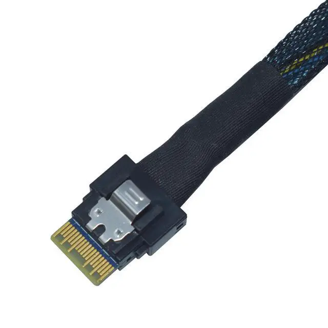 Alt view image 3 of 5 - LetLinkSo PCIe 4.0 Slim SAS SFF-8654 4i to U.2 SFF-8639 NVMe SSD Cable Adapter with 15 Pin SATA Power, 1.6ft (50cm)